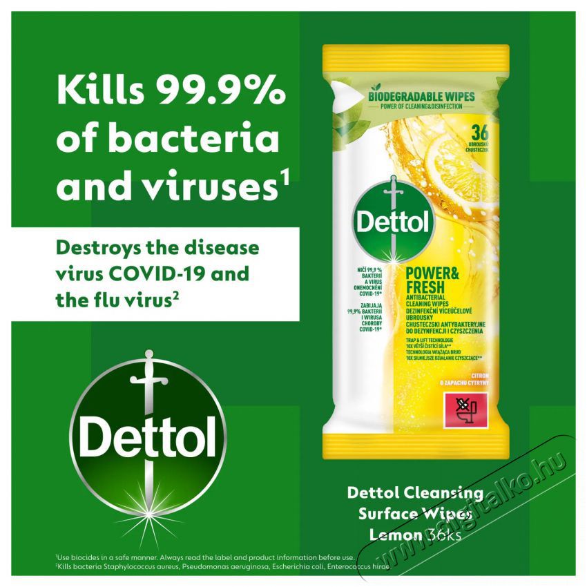 Dettol antibakteri&aacute;lis fel&uuml;lettiszt&iacute;t&oacute;, citrom illat&uacute;, 36 darab H&aacute;ztart&aacute;s / Otthon / K&uuml;lt&eacute;r - Tiszt&iacute;t&oacute; / mos&oacute; - Kieg&eacute;sz&iacute;tő - 504729