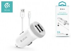 Devia ST326905 Devia Smart dual port Lightning car charger 3,1A - aut&oacute;s t&ouml;ltő 2xUSB + Lightning k&aacute;bel Mobil / Kommunik&aacute;ci&oacute; / Smart - Mobiltelefon kieg&eacute;sz&iacute;tő / tok - H&aacute;l&oacute;zati-, aut&oacute;s t&ouml;ltő - 369220