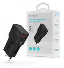 Devia ST102040 20W PD + QC Mini (CN/JP/US/EU/UK/AU) többfunkciós hálózati töltős utazó adapter Akkuk és töltők - Li-ion akkumulátor és töltő (gyári) - Töltő / hálózati adapter - 499973