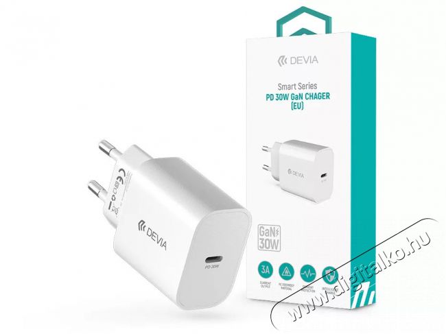 Devia ST399794 Smart GaN 30W Type-C H&aacute;l&oacute;zati t&ouml;ltő adapter Akkuk &eacute;s t&ouml;ltők - Li-ion akkumul&aacute;tor &eacute;s t&ouml;ltő (gy&aacute;ri) - T&ouml;ltő / h&aacute;l&oacute;zati adapter - 514799