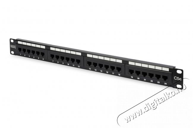 DIGITUS CAT5e 24port 19" 1U fekete &aacute;rny&eacute;kolatlan Patch Panel Iroda &eacute;s sz&aacute;m&iacute;t&aacute;stechnika - H&aacute;l&oacute;zat - H&aacute;l&oacute;zati kieg&eacute;sz&iacute;tő - 393071