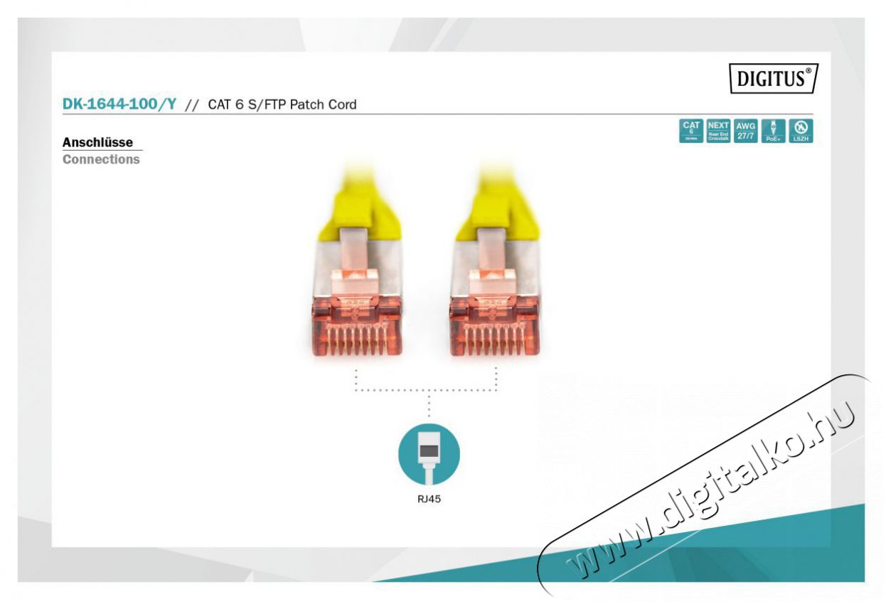 DIGITUS CAT6 S-FTP LSZH 10m s&aacute;rga patch k&aacute;bel Iroda &eacute;s sz&aacute;m&iacute;t&aacute;stechnika - H&aacute;l&oacute;zat - H&aacute;l&oacute;zati kieg&eacute;sz&iacute;tő - 393332