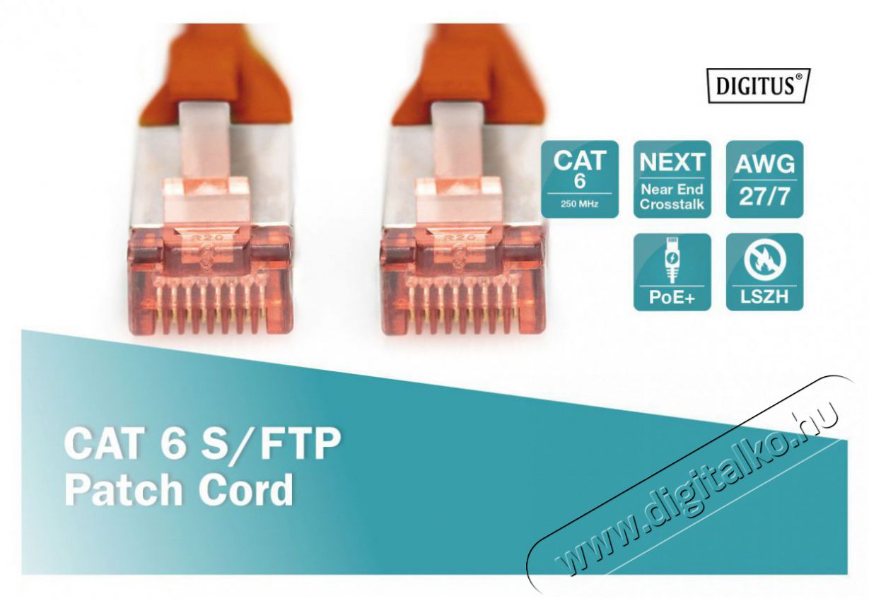 DIGITUS CAT6 S-FTP LSZH 2m piros patch k&aacute;bel Iroda &eacute;s sz&aacute;m&iacute;t&aacute;stechnika - H&aacute;l&oacute;zat - H&aacute;l&oacute;zati kieg&eacute;sz&iacute;tő - 393260