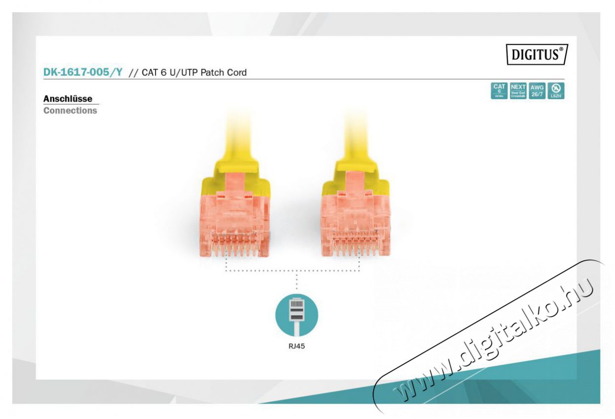 DIGITUS CAT6 U/UTP LSZH 0,5m s&aacute;rga patch k&aacute;bel Iroda &eacute;s sz&aacute;m&iacute;t&aacute;stechnika - H&aacute;l&oacute;zat - H&aacute;l&oacute;zati kieg&eacute;sz&iacute;tő - 393516