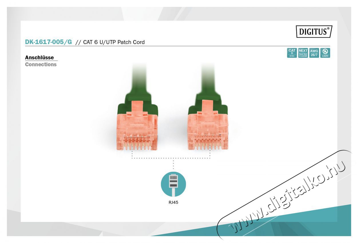 DIGITUS CAT6 U/UTP LSZH 0,5m z&ouml;ld patch k&aacute;bel Iroda &eacute;s sz&aacute;m&iacute;t&aacute;stechnika - H&aacute;l&oacute;zat - H&aacute;l&oacute;zati kieg&eacute;sz&iacute;tő - 393517