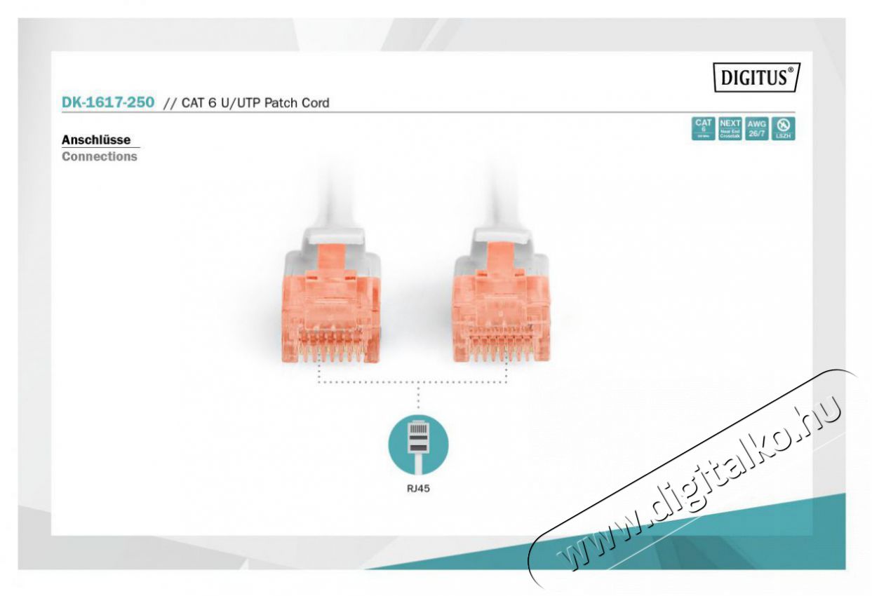 DIGITUS CAT6 U/UTP LSZH 25m sz&uuml;rke patch k&aacute;bel Iroda &eacute;s sz&aacute;m&iacute;t&aacute;stechnika - H&aacute;l&oacute;zat - H&aacute;l&oacute;zati kieg&eacute;sz&iacute;tő - 393524