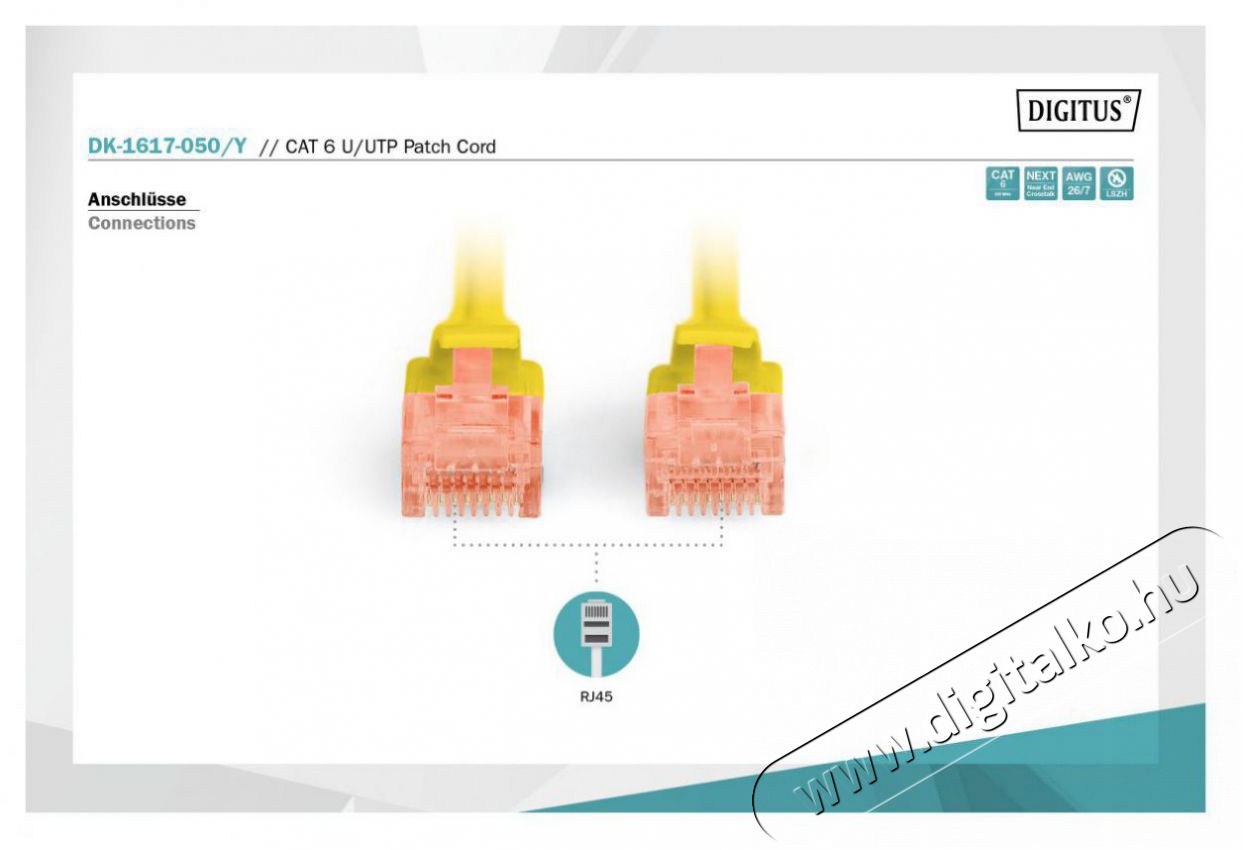 DIGITUS CAT6 U/UTP LSZH 5m s&aacute;rga patch k&aacute;bel Iroda &eacute;s sz&aacute;m&iacute;t&aacute;stechnika - H&aacute;l&oacute;zat - H&aacute;l&oacute;zati kieg&eacute;sz&iacute;tő - 393521