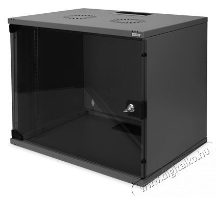 DIGITUS 19 460x540x400 9U lapraszerelt &uuml;vegajt&oacute;s fekete fali rack szekr&eacute;ny Iroda &eacute;s sz&aacute;m&iacute;t&aacute;stechnika - H&aacute;l&oacute;zat - H&aacute;l&oacute;zati kieg&eacute;sz&iacute;tő - 414495