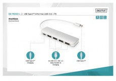 DIGITUS USB Type-C 4 portos USB 3.0 hub + PD Iroda &eacute;s sz&aacute;m&iacute;t&aacute;stechnika - Notebook kieg&eacute;sz&iacute;tő - USB hub / eloszt&oacute; - 415645