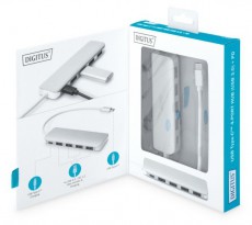 DIGITUS USB Type-C 4 portos USB 3.0 hub + PD Iroda &eacute;s sz&aacute;m&iacute;t&aacute;stechnika - Notebook kieg&eacute;sz&iacute;tő - USB hub / eloszt&oacute; - 415645