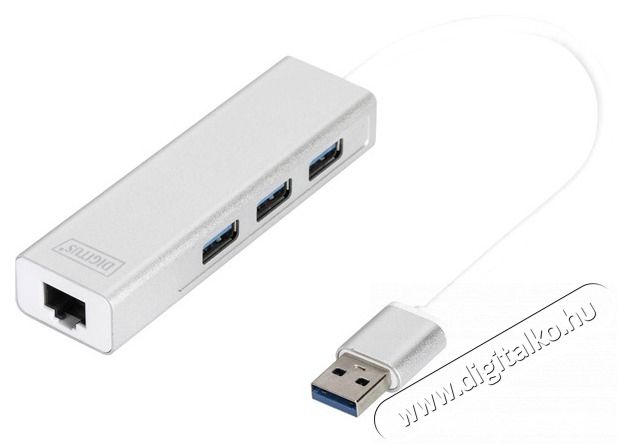 DIGITUS USB 3.0 Gigabit Ethernet adapter + 3 portos USB HUB Iroda &eacute;s sz&aacute;m&iacute;t&aacute;stechnika - Notebook kieg&eacute;sz&iacute;tő - USB hub / eloszt&oacute; - 441701