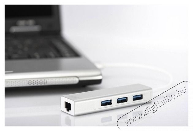 DIGITUS USB 3.0 Gigabit Ethernet adapter + 3 portos USB HUB Iroda &eacute;s sz&aacute;m&iacute;t&aacute;stechnika - Notebook kieg&eacute;sz&iacute;tő - USB hub / eloszt&oacute; - 441701