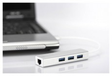 DIGITUS USB 3.0 Gigabit Ethernet adapter + 3 portos USB HUB Iroda &eacute;s sz&aacute;m&iacute;t&aacute;stechnika - Notebook kieg&eacute;sz&iacute;tő - USB hub / eloszt&oacute; - 441701
