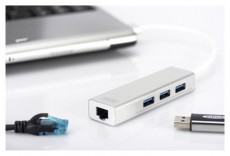 DIGITUS USB 3.0 Gigabit Ethernet adapter + 3 portos USB HUB Iroda &eacute;s sz&aacute;m&iacute;t&aacute;stechnika - Notebook kieg&eacute;sz&iacute;tő - USB hub / eloszt&oacute; - 441701