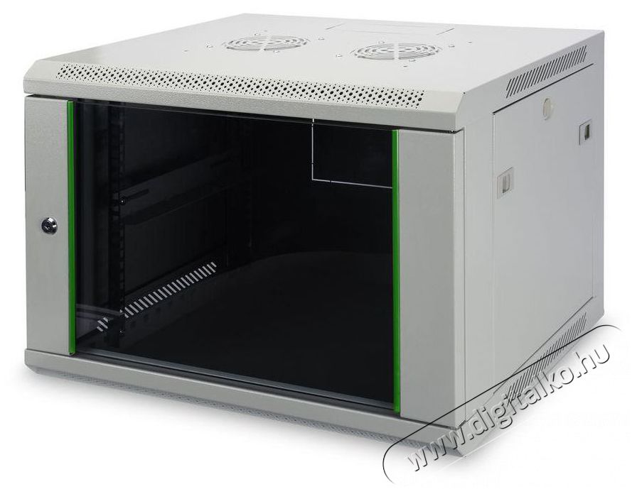 DIGITUS 19 460x540x400 9U lapraszerelt &uuml;vegajt&oacute;s sz&uuml;rke fali rack szekr&eacute;ny Iroda &eacute;s sz&aacute;m&iacute;t&aacute;stechnika - H&aacute;l&oacute;zat - H&aacute;l&oacute;zati kieg&eacute;sz&iacute;tő - 452813