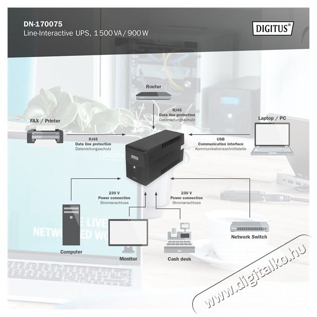 DIGITUS DN-170075 1500VA LCD sz&uuml;netmentes t&aacute;pegys&eacute;g Iroda &eacute;s sz&aacute;m&iacute;t&aacute;stechnika - Egy&eacute;b sz&aacute;m&iacute;t&aacute;stechnikai term&eacute;k - 507492
