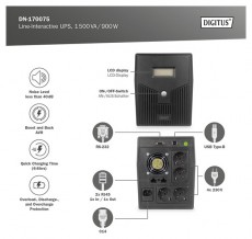 DIGITUS DN-170075 1500VA LCD sz&uuml;netmentes t&aacute;pegys&eacute;g Iroda &eacute;s sz&aacute;m&iacute;t&aacute;stechnika - Egy&eacute;b sz&aacute;m&iacute;t&aacute;stechnikai term&eacute;k - 507492