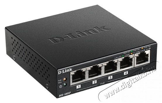 DLINK Switch 5x1000Mbps (4xPOE+) F&eacute;mh&aacute;zas Asztali, DGS-1005P/E Iroda &eacute;s sz&aacute;m&iacute;t&aacute;stechnika - H&aacute;l&oacute;zat - Switch - 486510