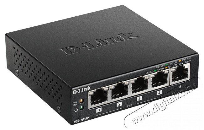 DLINK Switch 5x1000Mbps (4xPOE+) F&eacute;mh&aacute;zas Asztali, DGS-1005P/E Iroda &eacute;s sz&aacute;m&iacute;t&aacute;stechnika - H&aacute;l&oacute;zat - Switch - 486510