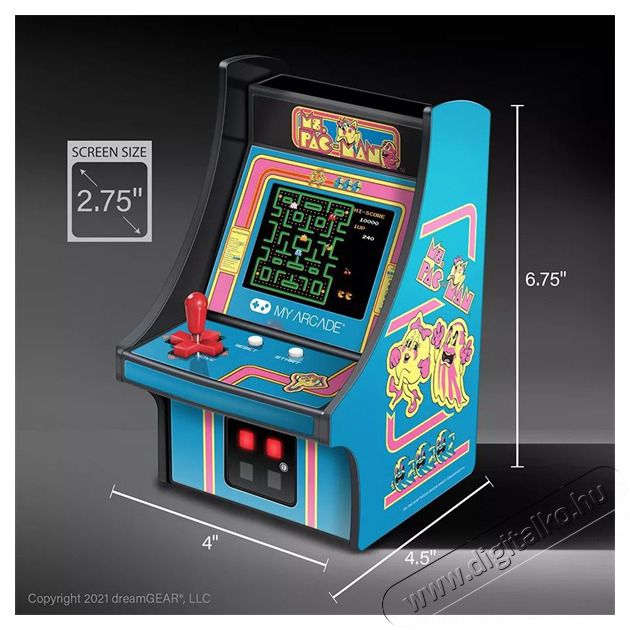 DREAMGEAR My Arcade DGUNL-3230 Ms. Pac-Man Micro Player Retro Arcade 6.75 hordozhat&oacute; j&aacute;t&eacute;kkonzol Iroda &eacute;s sz&aacute;m&iacute;t&aacute;stechnika - J&aacute;t&eacute;k konzol - Kontroller - 499144