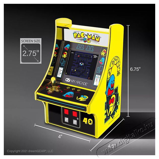 DREAMGEAR My Arcade DGUNL-3290 Pac-Man 40th Anniversary Micro Player Retro Arcade 6.75 hordozhat&oacute; j&aacute;t&eacute;kkonzol Iroda &eacute;s sz&aacute;m&iacute;t&aacute;stechnika - J&aacute;t&eacute;k konzol - Kontroller - 499141