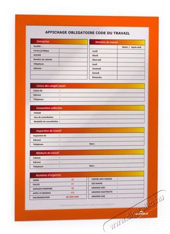 DURABLE Duraframe A4 2db narancss&aacute;rga inform&aacute;ci&oacute;s keret H&aacute;ztart&aacute;s / Otthon / K&uuml;lt&eacute;r - Lak&aacute;sfelszerel&eacute;s - K&eacute;pkeret / k&eacute;ptart&oacute; - 395134