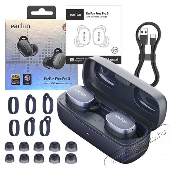 EARFUN Free Pro 3 ANC True Wireless Bluteooth k&eacute;k f&uuml;lhallgat&oacute; Audio-Video / Hifi / Multim&eacute;dia - F&uuml;l &eacute;s Fejhallgat&oacute;k - F&uuml;lhallgat&oacute; - 507357