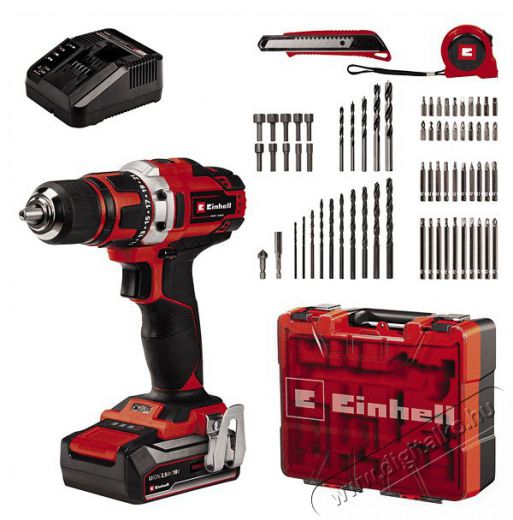 Einhell 4513955 PXC TE-CD 18/40 Li (1x2,5 Ah) akkumul&aacute;toros f&uacute;r&oacute;csavaroz&oacute; + 69 r&eacute;szes tartoz&eacute;k k&eacute;szlet H&aacute;ztart&aacute;s / Otthon / K&uuml;lt&eacute;r - Szersz&aacute;m - F&uacute;r&oacute; / f&uacute;r&oacute;kalap&aacute;cs - 386744