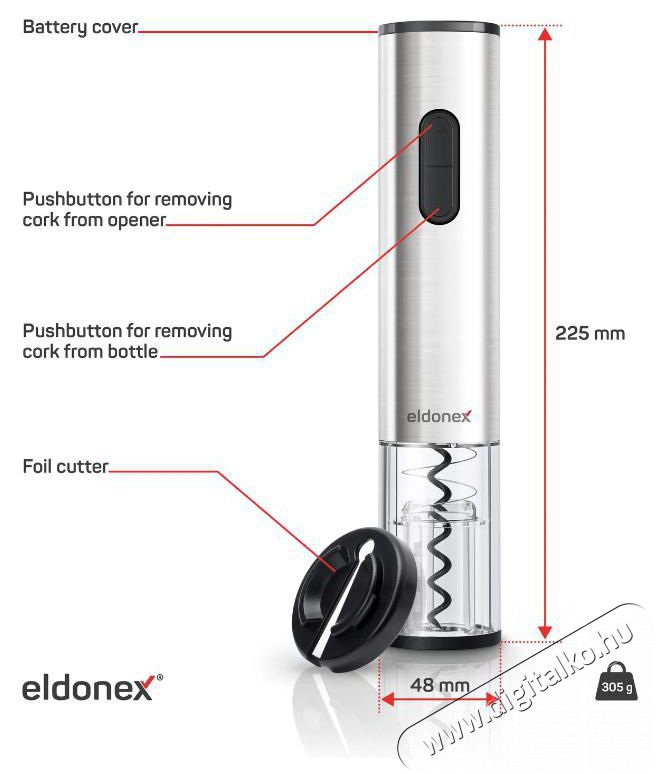 Eldonex WineSpin Premium elektromos bornyit&oacute;, ez&uuml;st Konyhai term&eacute;kek - Konyhai eszk&ouml;z - Egy&eacute;b konyhai eszk&ouml;z - 522507
