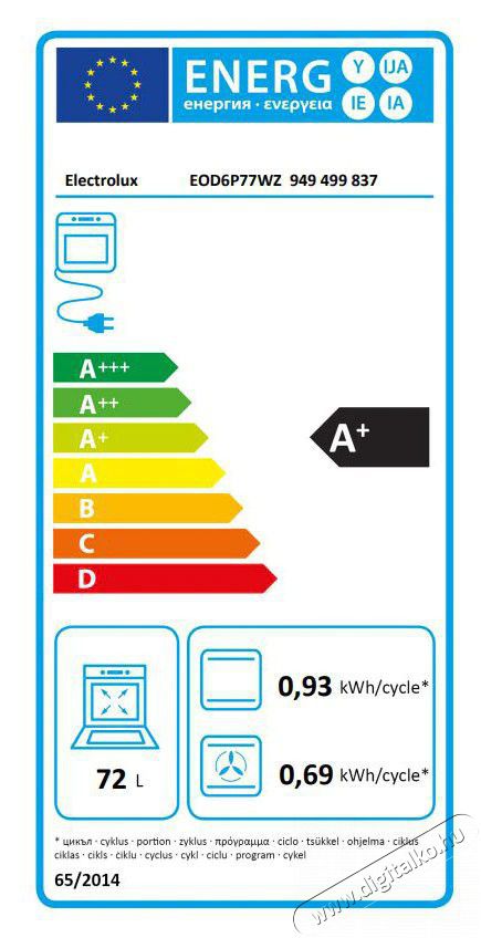 Electrolux EOD6P77WZ be&eacute;p&iacute;thető s&uuml;tő Konyhai term&eacute;kek - S&uuml;tő-főzőlap, tűzhely (be&eacute;p&iacute;thető) - S&uuml;tő (be&eacute;p&iacute;thető) - 372049