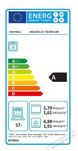 Electrolux LKG504011X g&aacute;ztűzhely Konyhai term&eacute;kek - S&uuml;tő-főzőlap, tűzhely (szabadon&aacute;ll&oacute;) - G&aacute;ztűzhely (szabadon&aacute;ll&oacute;) - 501447