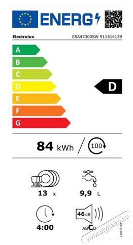 Electrolux ESA47300SW MOSOGAT&Oacute;G&Eacute;P 13 TER&Iacute;T&Eacute;K Konyhai term&eacute;kek - Mosogat&oacute;g&eacute;p - Norm&aacute;l (60cm) be&eacute;p&iacute;thető mosogat&oacute;g&eacute;p - 502839
