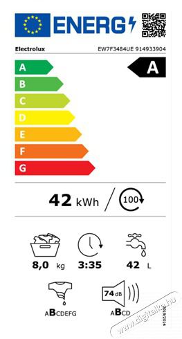 Electrolux EW7F3484UE MOS&Oacute;G&Eacute;P EL&Ouml;LT&Ouml;LTŐS GŐZ FUNKCI&Oacute;VAL H&aacute;ztart&aacute;s / Otthon / K&uuml;lt&eacute;r - Mos&oacute;g&eacute;p / sz&aacute;r&iacute;t&oacute;g&eacute;p - El&ouml;lt&ouml;ltős norm&aacute;l (60cm-ig) mos&oacute;g&eacute;p - 502788