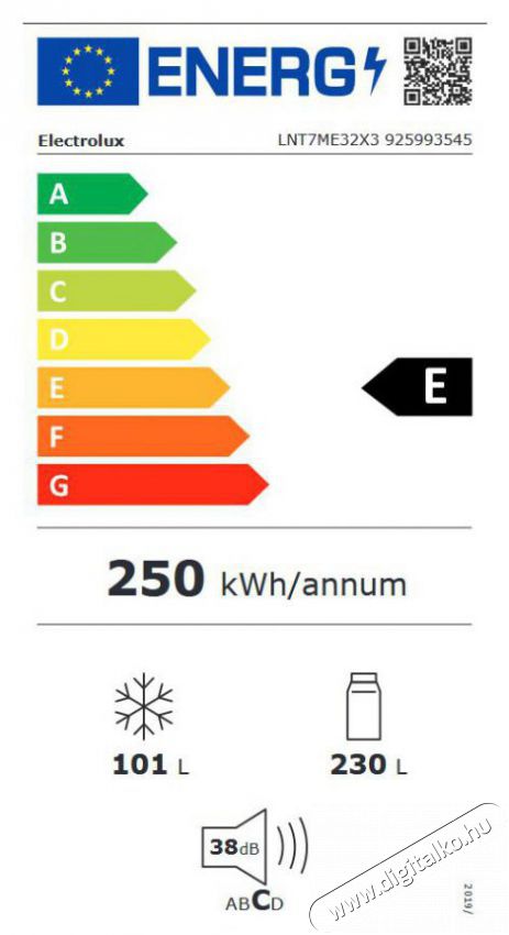 Electrolux LNT7ME32X3 Konyhai term&eacute;kek - Hűtő, fagyaszt&oacute; (szabadon&aacute;ll&oacute;) - Alulfagyaszt&oacute;s kombin&aacute;lt hűtő - 504401