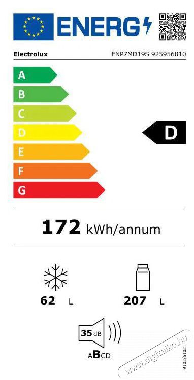 Electrolux ENP7MD19S be&eacute;p&iacute;thető alulfagyaszt&oacute;s hűtőszekr&eacute;ny Konyhai term&eacute;kek - Hűtő, fagyaszt&oacute; (be&eacute;p&iacute;thető) - Alulfagyaszt&oacute;s kombin&aacute;lt hűtő - 502642