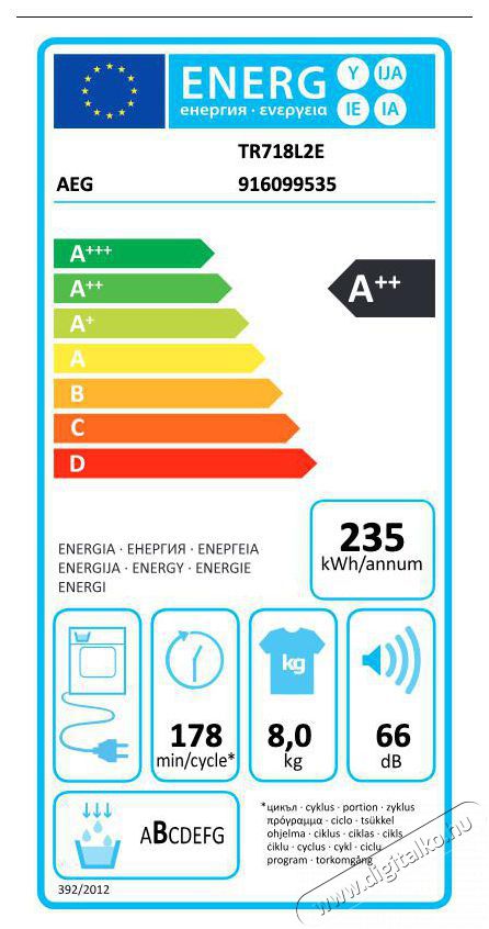 AEG TR718L2E SensiDry hőszivatty&uacute;s sz&aacute;r&iacute;t&oacute;g&eacute;p H&aacute;ztart&aacute;s / Otthon / K&uuml;lt&eacute;r - Mos&oacute;g&eacute;p / sz&aacute;r&iacute;t&oacute;g&eacute;p - Sz&aacute;r&iacute;t&oacute;g&eacute;p - 496598