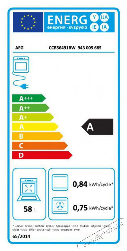 Electrolux CCB56491BW Konyhai term&eacute;kek - S&uuml;tő-főzőlap, tűzhely (szabadon&aacute;ll&oacute;) - Kombin&aacute;lt tűzhely (szabadon&aacute;ll&oacute;) - 504384