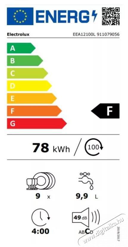 Electrolux EEA12100L Be&eacute;p&iacute;thető keskeny mosogat&oacute;g&eacute;p - 9 ter&iacute;t&eacute;kes Konyhai term&eacute;kek - Mosogat&oacute;g&eacute;p - Keskeny (45cm-ig) be&eacute;p&iacute;thető mosogat&oacute;g&eacute;p - 372024