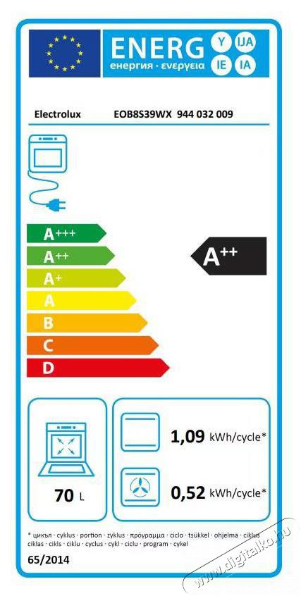 Electrolux EOB8S39WX Be&eacute;p&iacute;thető s&uuml;tő Konyhai term&eacute;kek - S&uuml;tő-főzőlap, tűzhely (be&eacute;p&iacute;thető) - S&uuml;tő (be&eacute;p&iacute;thető) - 372038