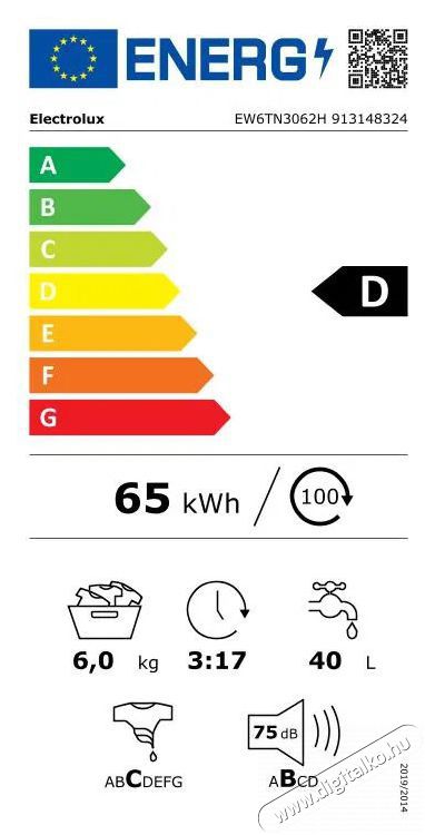 Electrolux EW6TN3062H Mos&oacute;g&eacute;p fel&uuml;lt&ouml;ltős H&aacute;ztart&aacute;s / Otthon / K&uuml;lt&eacute;r - Mos&oacute;g&eacute;p / sz&aacute;r&iacute;t&oacute;g&eacute;p - Fel&uuml;lt&ouml;ltős mos&oacute;g&eacute;p - 372800