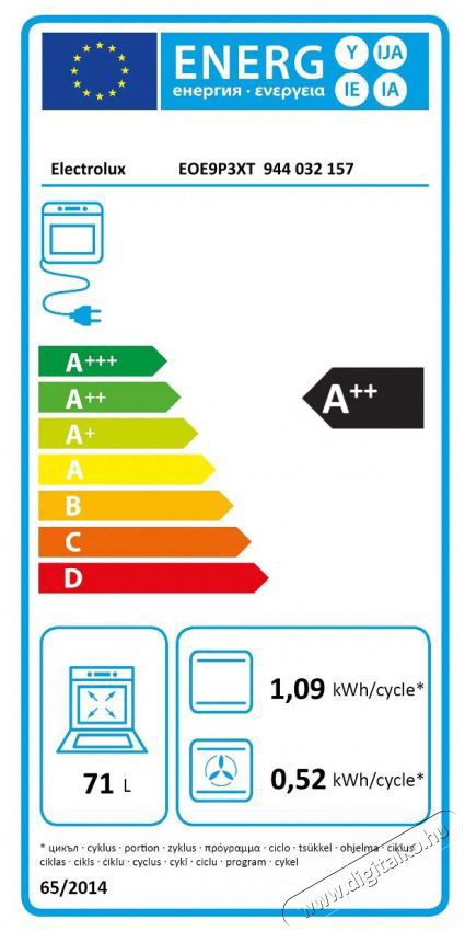 Electrolux 700 MealAssist EOE9P3XT S&uuml;tő (be&eacute;p&iacute;thető) Konyhai term&eacute;kek - S&uuml;tő-főzőlap, tűzhely (be&eacute;p&iacute;thető) - S&uuml;tő (be&eacute;p&iacute;thető) - 527169