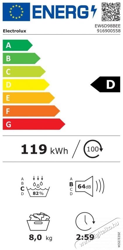 Electrolux EW6D98BEE Hőszivatty&uacute; sz&aacute;r&iacute;t&oacute;g&eacute;p H&aacute;ztart&aacute;s / Otthon / K&uuml;lt&eacute;r - Mos&oacute;g&eacute;p / sz&aacute;r&iacute;t&oacute;g&eacute;p - Sz&aacute;r&iacute;t&oacute;g&eacute;p - 540823