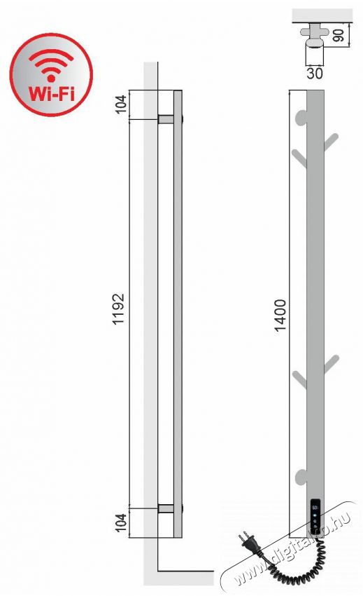 ELIZ EBS 160 KI-B WiFi H&aacute;ztart&aacute;s / Otthon / K&uuml;lt&eacute;r - Fűt&eacute;s - Fali fűtőtest - 529451
