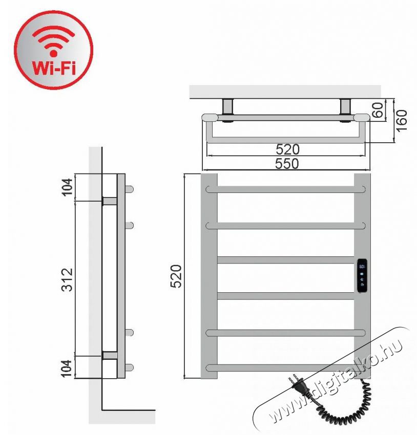 ELIZ EBS 6/55 AF-B WiFi H&aacute;ztart&aacute;s / Otthon / K&uuml;lt&eacute;r - Fűt&eacute;s - Fali fűtőtest - 529454