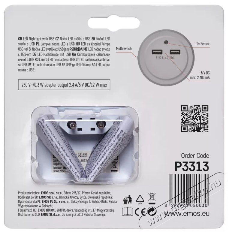 Emos P3313 LED USB-s &eacute;jjeli f&eacute;ny H&aacute;ztart&aacute;s / Otthon / K&uuml;lt&eacute;r - Vil&aacute;g&iacute;t&aacute;s / elektromoss&aacute;g - &Eacute;jszakai ir&aacute;nyf&eacute;ny - 369357