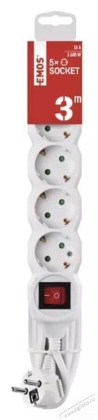 Emos P1523R 5 aljzat 3m&eacute;ter 1,5mm2 kapcsol&oacute;s feh&eacute;r eloszt&oacute; H&aacute;ztart&aacute;s / Otthon / K&uuml;lt&eacute;r - Vil&aacute;g&iacute;t&aacute;s / elektromoss&aacute;g - H&aacute;l&oacute;zati eloszt&oacute; / hosszabb&iacute;t&oacute; / adapter - 386847