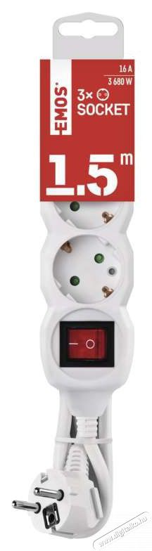 Emos P1321R 3 aljzat 1,5m&eacute;ter 1,5mm2 kapcsol&oacute;s feh&eacute;r hosszabb&iacute;t&oacute; H&aacute;ztart&aacute;s / Otthon / K&uuml;lt&eacute;r - Vil&aacute;g&iacute;t&aacute;s / elektromoss&aacute;g - H&aacute;l&oacute;zati eloszt&oacute; / hosszabb&iacute;t&oacute; / adapter - 418718