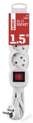 Emos P1321R 3 aljzat 1,5m&eacute;ter 1,5mm2 kapcsol&oacute;s feh&eacute;r hosszabb&iacute;t&oacute; H&aacute;ztart&aacute;s / Otthon / K&uuml;lt&eacute;r - Vil&aacute;g&iacute;t&aacute;s / elektromoss&aacute;g - H&aacute;l&oacute;zati eloszt&oacute; / hosszabb&iacute;t&oacute; / adapter - 418718
