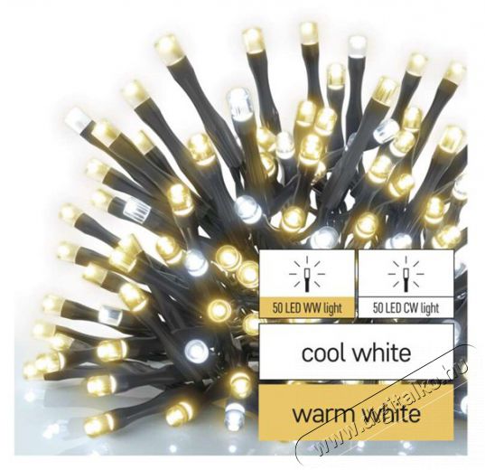 Emos D1AN01 10m 100LED IP44 melegfeh&eacute;r-hidegfeh&eacute;r/id CNT - f&eacute;nyf&uuml;z&eacute;r H&aacute;ztart&aacute;s / Otthon / K&uuml;lt&eacute;r - Vil&aacute;g&iacute;t&aacute;s / elektromoss&aacute;g - Led szalag / f&eacute;nyf&uuml;z&eacute;r - 456118