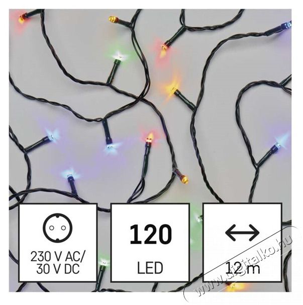 Emos D4AM08 12m/120LED/k&uuml;l-belt&eacute;ri/t&ouml;bbsz&iacute;nű kar&aacute;csonyi LED f&eacute;nyf&uuml;z&eacute;r H&aacute;ztart&aacute;s / Otthon / K&uuml;lt&eacute;r - Vil&aacute;g&iacute;t&aacute;s / elektromoss&aacute;g - Hangulat teremtő vil&aacute;g&iacute;t&aacute;s - 456774